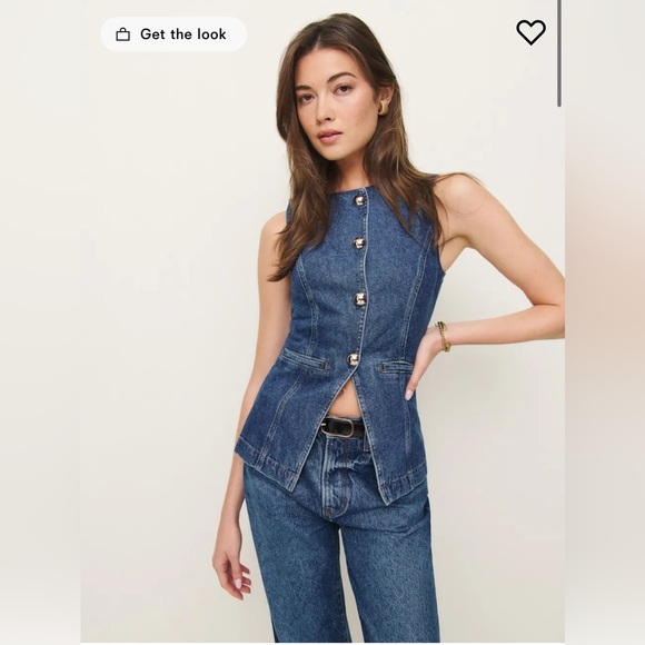 NWT Reformation Ophelia Denim Top in Keila Size 6 Vest - Picture 2 of 13